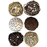 Blue Donuts Decorative Balls for Bowls â€“ Decorative Balls for Centerpiece Bowl Fillers, Assorted Rattan Wicker Balls Orb Grapevine Ball, Vase Fillers, Pack of 6