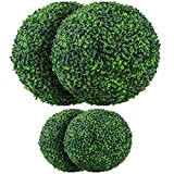 MYOYAY 4Pcs Artificial Boxwood Ball Two 18.9' and Two 9' Artificial Plant Topiary Ball Faux Boxwood Decorative Balls for Indoor,Outdoor,Garden,Wedding,Home Décor