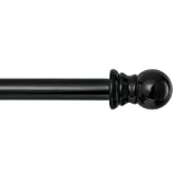 Curtain Rods for windows,1' Diameter Metal Single Splicing Adjustable Curtain Rod set with Brackets (Black, 30-44')