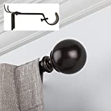 SnugSet | Quick Easy Install | No Tools Option | 72-144' Adjustable | 1' Sturdy Steel Rod | 4 Brackets for Additional Support | Supports Heavy Fabrics | Bronze Curtain RodBall Finial