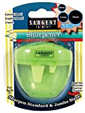 Sargent Art 3 Manual Hole Pencil Sharpeners - 3 Holes With Lid - Portable Colored Pencil Sharpener - Jumbo - Green - Easy Grip Oval Shape