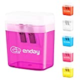 Pencil Sharpener Dual Hole Manual Purple, Jumbo Crayon Sharpener w/ Cover & Bin, Handheld Pencil Sharpeners for Large & Standard Pencils, Also Available in Pink, Green, Blue, Red, Grey, 1 Pc –By Enday