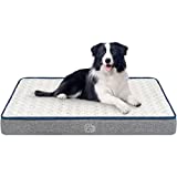 EMPSIGN Washable Pet Bed Crate Pad, Reversible Dog Crate Bed Mat (Warm and Cool), Removable Machine Washable Cover, Waterproof Liner, Large Dog Bed Mat for Sleeping, Grey/White