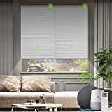 Yoolax Motorized Cellular Shade Compatible with Alexa, Blackout Smart Blinds Honeycomb Shade Customized Size, Cordless Single Cell Electric Blinds with Remote for Windows (White)