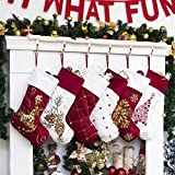 GEX Family Christmas Stockings Set of 6 New Embroidery Sequins 19' Large Decor Hanging Ornament Fireplace Xmas Tree Holiday Party Decoration (6 Packs)