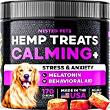 Natural Calming Chews for Dogs — Premium Hemp Treats — (170 CT) Organic Soothing Snacks w Melatonin & Chamomile ...- for Dog Anxiety Relief, Calm Behavior & Relaxation -... Made in USA - Peanut Butter