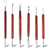 Clay Sculpting Tools, 6-Piece Pottery Tools Set, Polymer Clay Tools with Wooden Handle Double-Sided, Clay Sculpting Tools for Smoothing， Sculpture & Ceramics Making