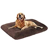 OXS Dog Bed Long Plush Pet Bed, Comfortable Faux Fur Washable Crate Mat for Jumbo Large Medium Dogs with Anti-Slip Backing