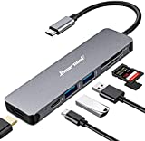 USB C Hub, Hiearcool Adapter USB C Dongle for MacBook Pro, 7 in 1 USB C to HDMI Multiport Adapter Compatible for USB C Laptops and Other Type C Devices (4K HDMI USB3.0 SD/TF Card Reader 100W PD)