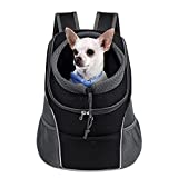 WOYYHO Pet Dog Carrier Backpack Puppy Dog Travel Carrier Front Pack Breathable Head-Out Backpack Carrier for Small Dogs Cats Rabbits (M ( up to 10 lbs ) , Black )