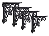 4 Pack Heavy Duty and Thick Cast Iron Victorian Shelf Bracket, Antique Black, Small 5x1x 5 inches, L-Shaped Shelf Bracket, DIY Projects, Hardware Included, JS-90-061 by North American Country Home