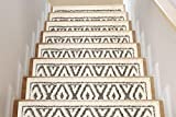 Sofia Rugs Shaggy Stair Treads - Gray Diamond Aura - Carpet Runner Strips for Staircase Steps - Rug-Soft Fabric for Traction and Non-Slip Improvement - Includes Double Sided Adhesive Tape