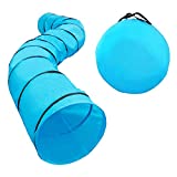 Houseables Dog Tunnel, Agility Equipment, 18 Ft Long, 24' Open, Blue, 1 Pk, Polyester, Play Tunnels for Training Small & Medium Dogs, Park Playground Toy, Large Obstacle Course, Pets, w/ Carrying Case