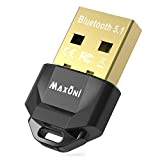 Bluetooth Adapter for PC 5.1, Maxuni USB Bluetooth Dongle 5.1 EDR Adapter for Desktop Laptop Keyboard Mouse Headsets Speakers, USB Bluetooth 5.1 Dongle for Windows10/8.1/8/7（Win10/8 Plug and Play ）