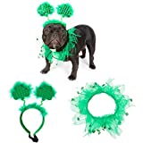 St. Patrick's Dog Clothes, Shamrock Headband and Tutu, Med to Large Pets (2 Pieces)