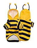 Catmama Pet Clothes Bee Costume Yellow and Black Hooded Sweatshirt Cute Warm Jacket-M,Medium
