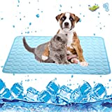 Dog Cooling Mat Large Cooling Pad Machine Washable Summer Cooling Mat for Dogs Cats Kennel Pad Breathable Pet Self Cooling Blanket Dog Crate Sleep Mat (2228IN, Blue)