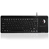 Perixx PERIBOARD-514H Plus Wired Keyboard with Trackball - 14.57x5.39x1.02 Inch - USB Port with 2 Hubs, US English Layout, Black
