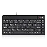 Perixx PERIBOARD-505H Wired Mini Keyboard with Built-in Trackball, 0.55 Inch Trackball and 2 USB Hubs, Black, US English Layout