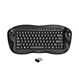 2.4Ghz Wireless Debounce Keyboard and Trackball Mouse Combo,Mini Portable Keyboard with Built in Mouse Combination,HTPC Home Theater Keyboard,Smart TV Multimedia Set-Top Box Keyboard (banalove Black)