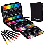 Nicecho Art Markers Dual Brush Pens, 60 Artist Coloring Marker, Fine & Brush Tip Pen Art Supplier for Kids Adult Coloring Book Bullet Journaling Drawing Planner Scrapbooking