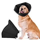 NA Dog Cone Collar for After Surgery, Soft Pet Recovery Collar for Dogs and Cats, Adjustable Cone Collar Protective Collar for Large Dogs Wound Healing（Black,Large