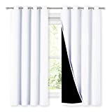 NICETOWN White 100% Blackout Lined Curtains, 2 Thick Layers Completely Blackout Window Treatment Thermal Insulated Drapes for Kitchen/Bedroom (1 Pair, 52 inches Width x 63 inches Length Each Panel)