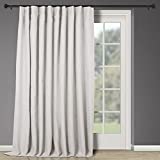 INOVADAY Thermal Sliding Door Curtains 100% Blackout Farmhouse Sliding Glass Door Curtains Linen Textured Extra Wide Patio Door Curtain Drapes (W100 x L96, 1 Panel, Beige)