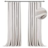 100% Blackout Shield Linen Blackout Curtains for Bedroom Room with Rod Pocket/Clip Rings, Blackout Curtains 84 Inch Long for Living Room(2 Panels Set, 50 inches Wide Each Panel, Beige)