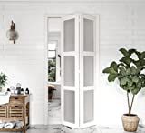 BARNER HOME Bi-Fold Doors, 36in. x 80 in, 3-lite Tempered Frosted Glass Panel, MDF, White Closet Door