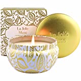 LA JOLIE MUSE Vanilla & Coconut Scented Candles, Candles Gifts for Women, Soy Wax Candles for Home, 45 Hours Long Burning, 6.5 oz in Tin