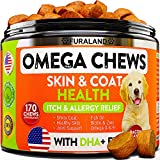 Omega 3 for Dogs - Allergy & Itch Relief - Dog Anti Shedding Vitamins - Dry Skin Treatment - Wild Alaskan Salmon Fish Oil - EPA & DHA Fatty Acids - Natural Dog Skin and Coat Supplement - 170 Chews