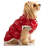 Hollypet Dog Vest Winter Dog Coat Warm Puppy Jacket Lightweight Outdoor Pet Vest Windproof Snowsuit Cold Weather Apparel Clothes for Small Dogs, Red, S