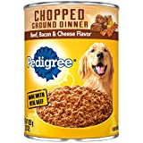 PEDIGREE Chopped Ground Dinner Adult Canned Soft Wet Meaty Dog Food Beef, Bacon & Cheese Flavor, 22 Oz (Pack of 12)