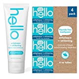 Hello Antiplaque and Whitening Fluoride Free Toothpaste, Natural Peppermint Flavor, SLS Free, Gluten Free, Peroxide Free, Vegan, 4.7 Ounce (Pack of 4)