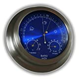 Ambient Weather WS-228TBH 9' Brushed Aluminum Contemporary Barometer with Temperature and Humidity, Metallic Radiant Blue
