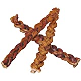 12' Braided Bully Sticks for Dogs (10 Pack) - Natural Bulk Dog Dental Treats & Healthy Chews, Chemical Free, 12 inch Best Low Odor Pizzle Stix