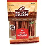 Natural Farm Bully Sticks - Odor Free, Extra-Thick Dog Treats, 6-Inch Long (4-Pack) – Fully Digestible 100% Beef Treats, Supports Dental Health – Keep Your Dog Busy with 50% Longer Lasting Chews