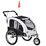 Aosom Dog Bike Trailer 2-in-1 Pet Stroller with Canopy and Storage Pockets, White