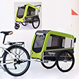 Veelar Sports Pet Bike Trailer & Stroller for Small,Medium or Large Dogs,Bicycle Trailer for Dogs Up to 66lbs (Lime Green, Large)