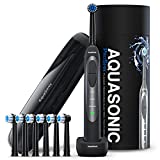 AquaSonic ProSpin – Ultra Whitening & Plaque Removing Electric Toothbrush – Smart LED Pressure Sensor for Enamel & Gums – 3 Modes - Wireless Charging –Lithium Ion -6 Dual Action Heads & Travel Case…
