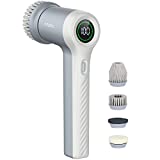 Arspic Electric Spin Scrubber, Cordless Power Scrubber Cleaning Brush with 2 Rotating Speeds and 4 Replaceable Brush Heads for Bathroom, Shower, Tub, Kitchen Stove, Tile Grout, LED Display