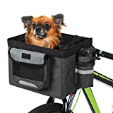 Lixada Bike Basket Folding Pet Cat Dog Carrier Front Removable Bicycle Handlebar Basket Quick Release Easy Install Detachable Cycling Bag Mountain Picnic Shopping