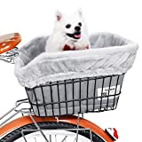 ANZOME Dog Bicycle Basket Liner, Warm and Soft Small Pets Bike Basket Cover with Durable Canvas Outside,Easy to Install Comfort Padded Bike Basket Liner for Dog Carrier(Basket Not Included)-Grey…