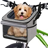 Mancro Dog Bike Basket, Foldable Dog Bike Carrier 15lbs Soft-Sided Dog Basket for Bike, Quick Release Dog Bike Seat, Dog Backpack with Reflective Tape, Bicycle Pet Carrier for Small Medium Dogs/Cats