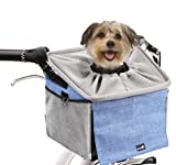 Pecute Dog Bike Basket Pet Carrier Bicycle, Dog Booster Car Seat Pet Booster Seat with 2 Big Side Pockets, Comfy & Padded Shoulder Strap, Portable Breathable Pet Carrier, Travel with Your Pet