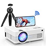 Vecupou WiFi Projector, Full HD 1080P & Max 200Inch Display Supported Outdoor Mini Projector, Wireless Smartphone Miracast Airplay DLNA, Compatible with TV Stick/HDMI/PS4/AV [Tripod Included]