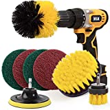 Holikme 8 Piece Drill Brush Attachment Set Scouring Pads Power Scrubber Brush Scrub Pads for Bathroom Surfaces, Floor, Tub, Shower, Grout, Tile, Corners