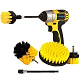 YIHATA 4 Pack Drill Brush Attachments Set, Multi-Purpose Power Scrubber Cleaning Brush Extended Long Attachment Kit,for Grout, Floor,Tub,Shower,Tile,Bathroom and Kitchen (Ayellow)
