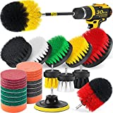 Holikme 30piece Drill Brush Attachments Set, Scrub Pads Sponge, Power Scrubber Brush with Rotate Extend Long Attachment All purpose Clean for Grout, Tiles, Sinks, Bathtub, Bathroom, Kitchen Automobile